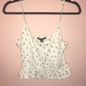 Forever 21 White Flower Rose Crop Top